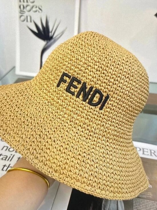 Fendi Classic Logo Woven Straw Sun Hat main image 5